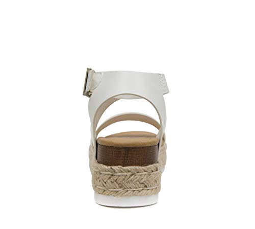Image of Soda Topic Open Toe Buckle Ankle Strap Espadrilles Flatform Wedge Casual Sandal