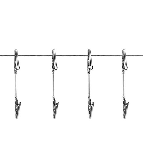 MOUNTAIN_ARK 6 Pack 5 ft Steel Wall Hanging Photo Display String Wire Cable with 12 Pcs Adjustable Alligator Clip, for Picture Kids Art Crafts Note