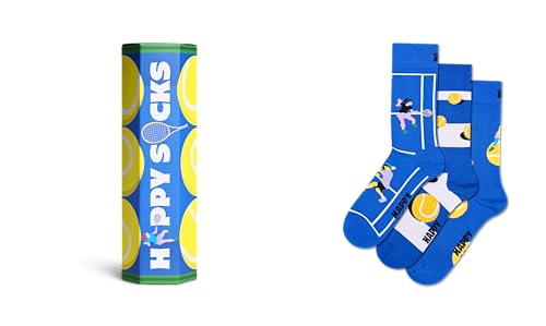 Happy Socks Calcetines 3-Pack Tennis Gift Set Algodón Hombre Mujer Azul 41-46