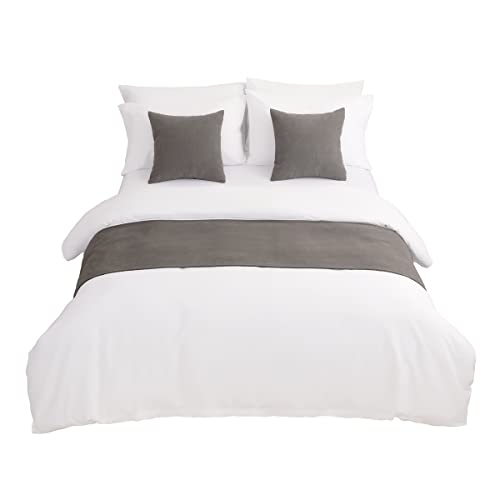 AMBERIS Bett Läufer Single Layer Chenille Grau, Modern Style Bett Schals für Home Hotel Dekorationen (Kissenbezüge separat erhältlich)