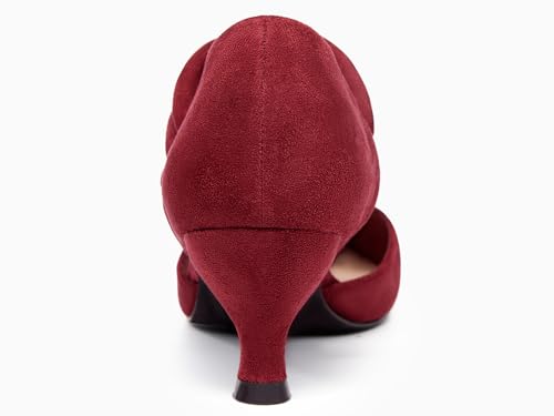 Image of Coutgo Womens Low Kitten Heel Dress Shoes Pointed Toe Slip on Ankle Strap Cutout Elegant Party Wedding Pumps