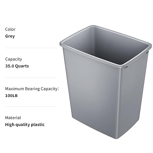 ROOMTEC-35QT-Kitchen-Trash-Can-Lightweight-and-Durable-Slim-Trash-Can-Wastebaskets-for-Office-Workspace-Kitchen-Bathroom-Easy-to-Clean-1-Pack-Gray