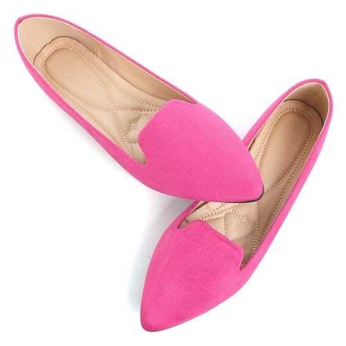 Image of Dear Time Women's Pointed Toe Ballet Flats Simple Casual Office Work Flats Slip-on Comfortable Shoes