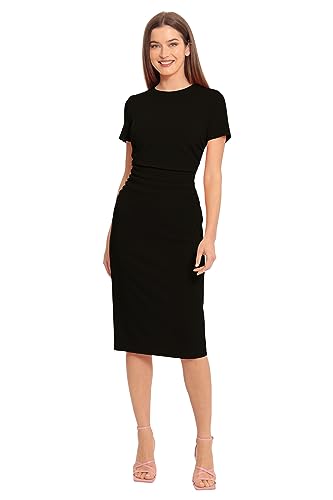 Maggy London Women's Ruched Waist Crepe Sheath Dress Workwear Office Occasion Event Guest of
