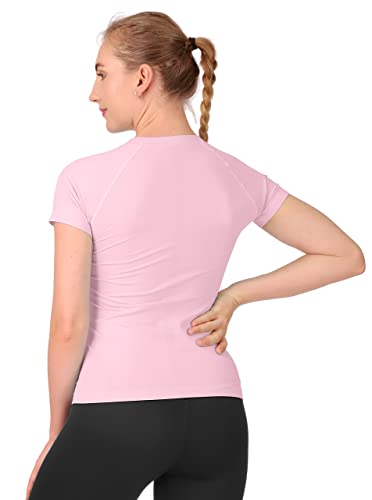 Image of MathCat Seamless Workout Tops for Women Short Sleeve Yoga Running Shirts,Breathable Athletic Compression Shirt Women XS-XL