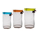 Jili Online Ultra Stuff Sacks Nylon Mesh Drawstring Storage Bag for Travelling Hiking, Set of 3