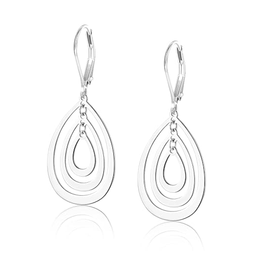 Sterling Silver Heart Earrings for Women 14K Gold Plated Love Heart Dangle Earrings Drop Hypoallergenic Leverback Huggie Hoop Earing for Women Trendy