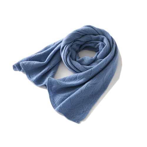 Écharpe pure laine femme automne hiver écharpe tricotée ajourée unie