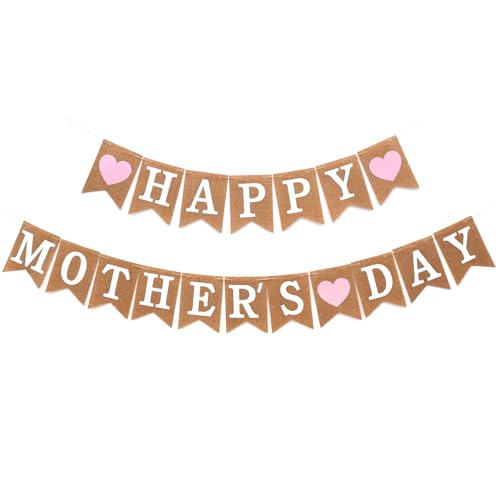Bannière en toile de jute Happy Mother's Day pour surprendre votre maman