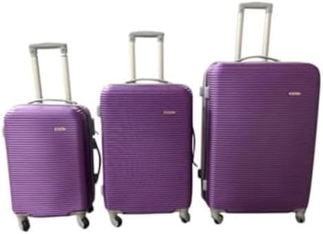 Hard Outer Shell Travel Luggage Set - 3 Piece (Purple)