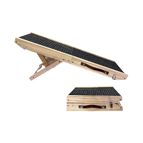 Gvblkq 犬用ベッドランプ,携帯可能で4段階高さ調整機能付き - 木製 犬用スロープ 高めのベッド用 - 小型・大型・老猫用、ソファ、SUV、室内、様々な家具用