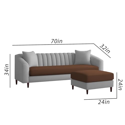 Image of Casaliving Doraldo 4 Seater L Shape Convertible Sofa Set for Living Room, 3 Seater & Ottoman Modular Sectional Couch for Small Space (Brown Grey Colour) Fabric