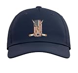 USA Flag Hockey Stick Ice Hockey Patriotic American Flag Adjustable Printed Baseball Hat, Navy Blue