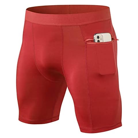 Yimutian Men's Compression Running Shorts Cool Dry Tights Sports Underwear Base Layer Shorts for Workout Athletic Training Gym Red L Cover