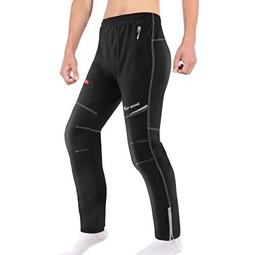 XIQI Fahrradhose Radhose Herren Lang Laufhose Winter Thermo Hose mit Fleecefutter - Winddicht Wasserabweisend Winterhose Radlerhose Sporthose Fahrrad Hose-L Cover