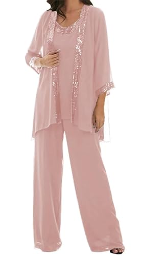 3 Pieces Mother of The Bride Pantsuits for Women Dressy Wedding Formal Wedding Guest Outfit with Jacket4