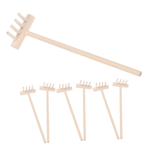 Totority Sandbox Rake Tool Bamboo Mini Rake Set Garden Sandbox Tools for Children and Friends