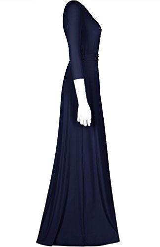 Image of Women's 3 /4 Sleeve Deep V-Neck Maxi Faux Wrap Solid Plus Size Dress