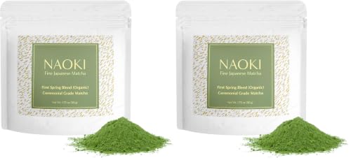 Image of Naoki Matcha Organic Ceremonial First Spring Blend - Authentic Japanese First Harvest Ceremonial Grade Matcha Green Tea Powder from Kagoshima, Japan (50g / 1.75oz) (Pack of 2)