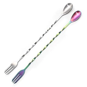 YFaith Barlepel, 2 stuks, spiraalvormige roerlepel, cocktail roerlepel, spiraalgreep, kan worden gebruikt voor…