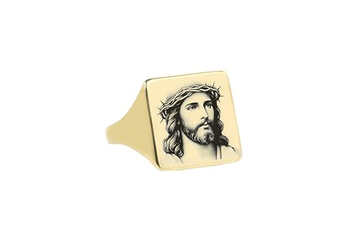 Bague chrétienne Jésus Christ carrée, le cadeau spirituel unique - 5