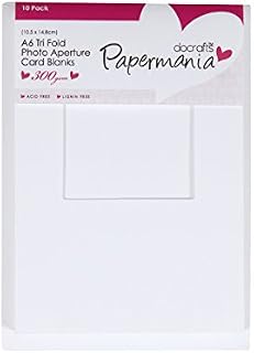 Papermania A6 300 GSM Tri Fold Window Photo Aperture Cards and Envelopes, Pack of 10, White