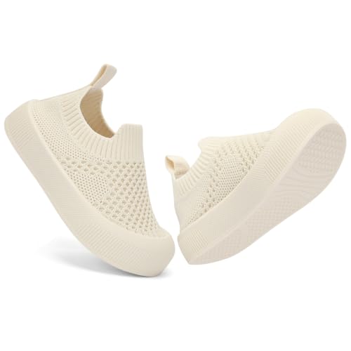 Image of BACSAC Baby Toddler Unisex Infant Shoes Boys Girls Beige Mesh Breathable Non-Slip Soles 6-36 Months