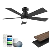 Livory Ventoinhas de teto inteligentes de 42 polegadas com luzes e controle remoto, controle via aplicativo Voice Alexa, silencioso, reversível, ventilador de teto de baixo perfil para quarto moderno