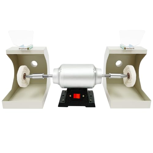 110V 550W Double Head Polishing Machine, 3000RPM Benchtop Buffer Grinder with Protective Covers, Multi-Functional Electric Polisher for Lenses, Jewelry, Metal, Jade