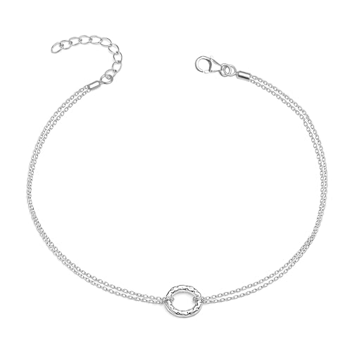 Image of TRUESILVER ACPL 925 Sterling Silver Anklets for Women | BIS Hallmarked Adjustable Chain Anklet with Charms | Beach Foot Jewelry | 1 Piece