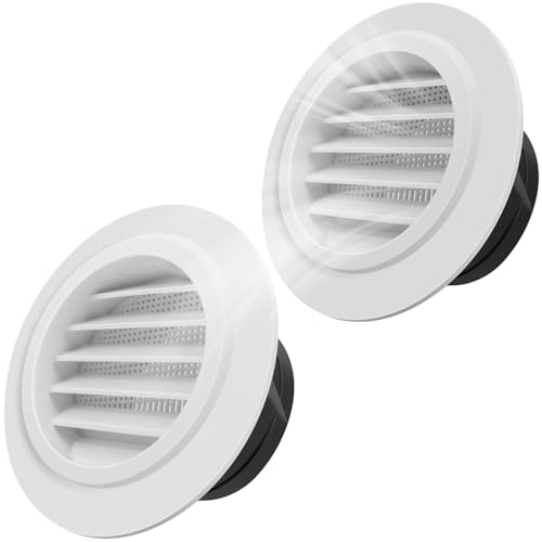 2Pack 4 Inch Soffit Vents Round Vent Cover with Built-in Fly Screen