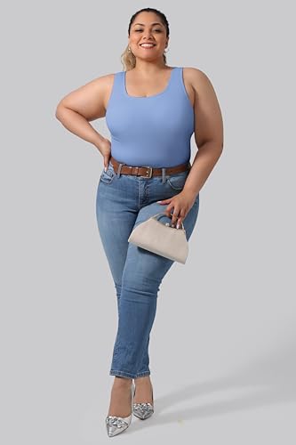 Image of Plus Size U-Back Casual Workout Tank Tops for Women with Built-in Bra, Padded Racerback Gym Athletic Yoga Tops
