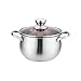 Naczynie do garnków ze stali nierdzewnej 304 ze szklaną pokrywką i polerowanym lustrzanym wykończeniem, garnek do zupy rondel ze stali nierdzewnej -24 cm