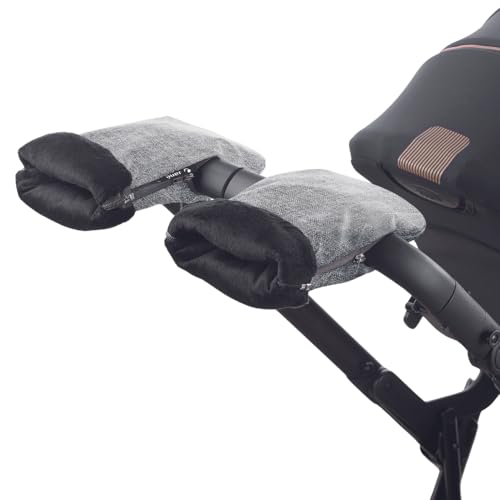 Jané Manoplas para Carrito y Silla de Paseo con Forro Polar Interior, Adaptable tanto a Manillar Abierto como Cerrado, Gris