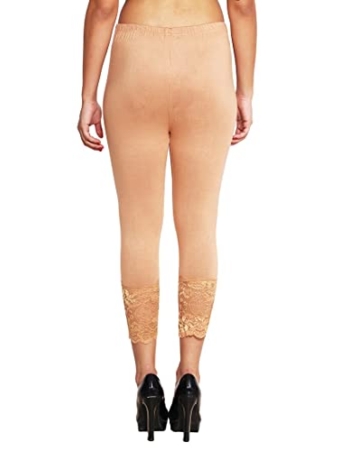 Image of Snowball Lace Capri Leggings for Women | PlusSize Stylish Net Capri for Girls