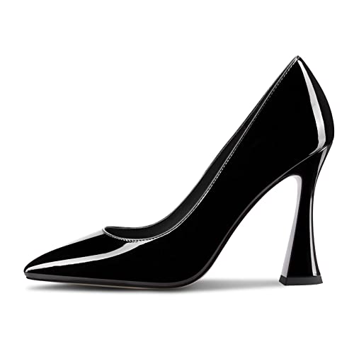 DearOnly Women Chunky Block High Heel Pointed Toe Pumps Slip-on Wedding Dress Basic Classic 3.9 Inches Heels2