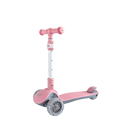 Twenty Go - Patinete Infantil de 3 Ruedas con Luces - Manillar Ajustable 57 a 77cm (Rosa)