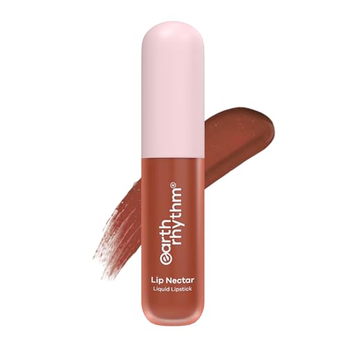 Image of Earth Rhythm Lip Nectar Matte Liquid Lipstick, Weightless, Never Drying, No Mineral Oil 5g - Caramel