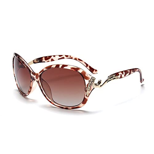Lunettes de soleil polarisées femme UV400 motif léopard avec strass mode