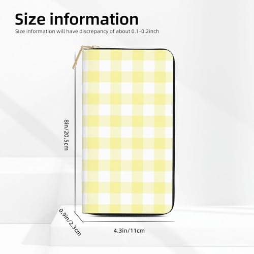 Lemon Yellow Checkboard A Print Wallet Women, Leather Bifold Multi Card Wallet, Long Purse Women's Wallets2