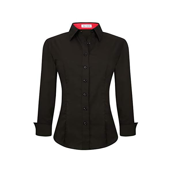 Alex-Vando-Womens-Dress-Shirts-Regular-Fit-Long-Sleeve-Stretch-Work-Shirt Alex Vando Womens Dress Shirts Regular Fit Long Sleeve Stretch Work Shirt,Black,S