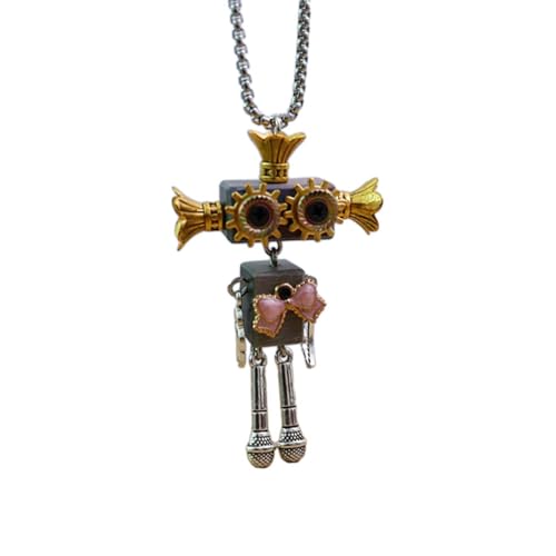 Collier ras du cou robot en bois chaîne clavicule punk réglable pour homme femme