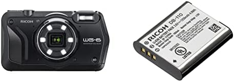 RICOH WG-6 Webcam Black Waterproof Camera 20MP Higher resolution images 3-inch LCD 20m Shockproof 2.1m Underwater mode 6-LED Ring Light for macro photography with Rechargeable Li-Ion Battery GR series