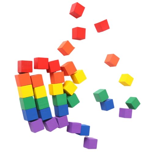 Blocs Carrés Bois Colorés Cubes 100 Pièces pour Activités Créatives Enfant