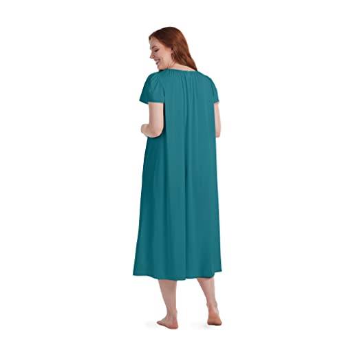 Image of Miss Elaine Nightgown - Women's Long Tricot Nightgown, Short Flutter Sleeves, Comfortable Lightweight Fabric, Sleepwear
