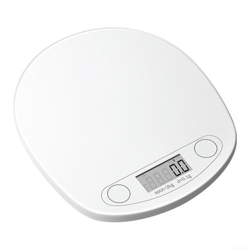 Waage 5 kg/1 g, hochpräzise Lebensmittelwaage mit Tara-Funktion und automatischer Abschaltung, schlanke elektronische Waage zum Backen und Kochen, mehrere Einheiten g/oz/ml, weiß (3 kg-Gramm-Skala)