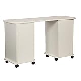 Mesa Profesional de Manicura fabricada en madera, que incluye dos columnas laterales. Interior cajones de plástico en colores. Dimensiones: 77*125*42-50 cm