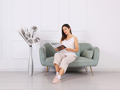 Image of Leewadee Decorative Tall Floor Vase for Living Room Decor, 26 inches, Silver, Resin