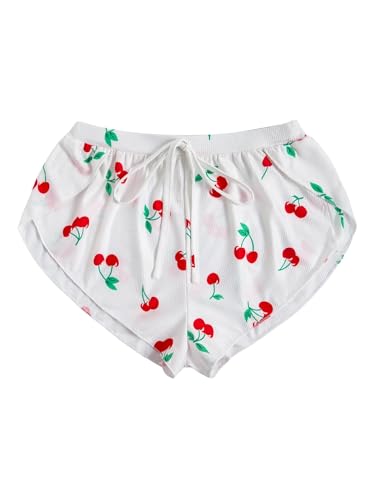 Image of MakeMeChic Women's Pajama Bottoms Floral Print Tie Front Micro Short Side Slit Summer Lounge Shorts