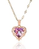 Collar mujer oro rosa corazón elegante dije colgante chapado en oro 18 K con zirconia cúbica regalo novia esposa mama...
